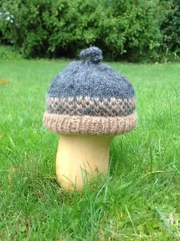 Baby beanie in fawn and grey
