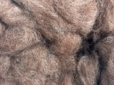 Image of rose-grey alpaca fibre rovings laid next to each other